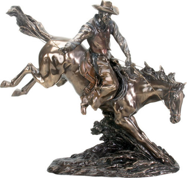 Cowboy Riding on Horse Sculpture Large Scale Western bronco